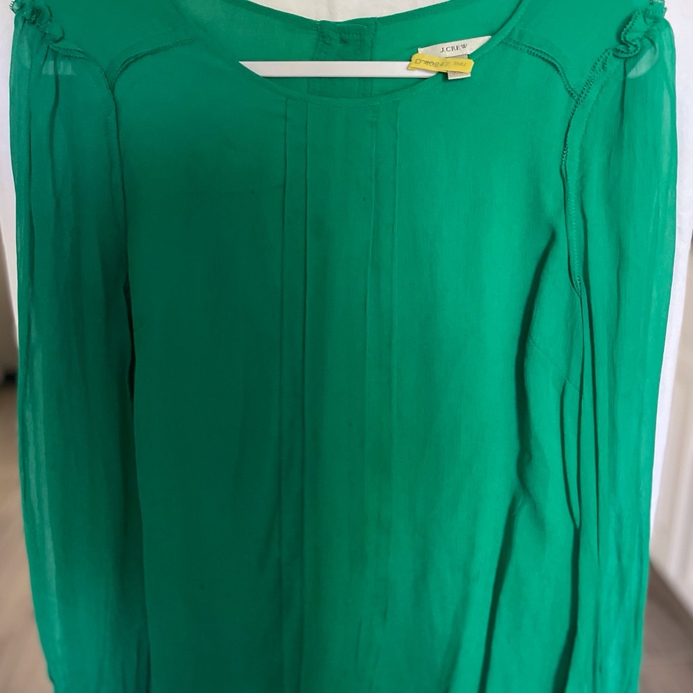 J. Crew Green Sheath Dress with Bishop Sleeves for Wedding Guest